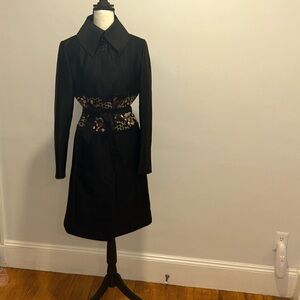 Karen Millen Black Coat with Floral Accents